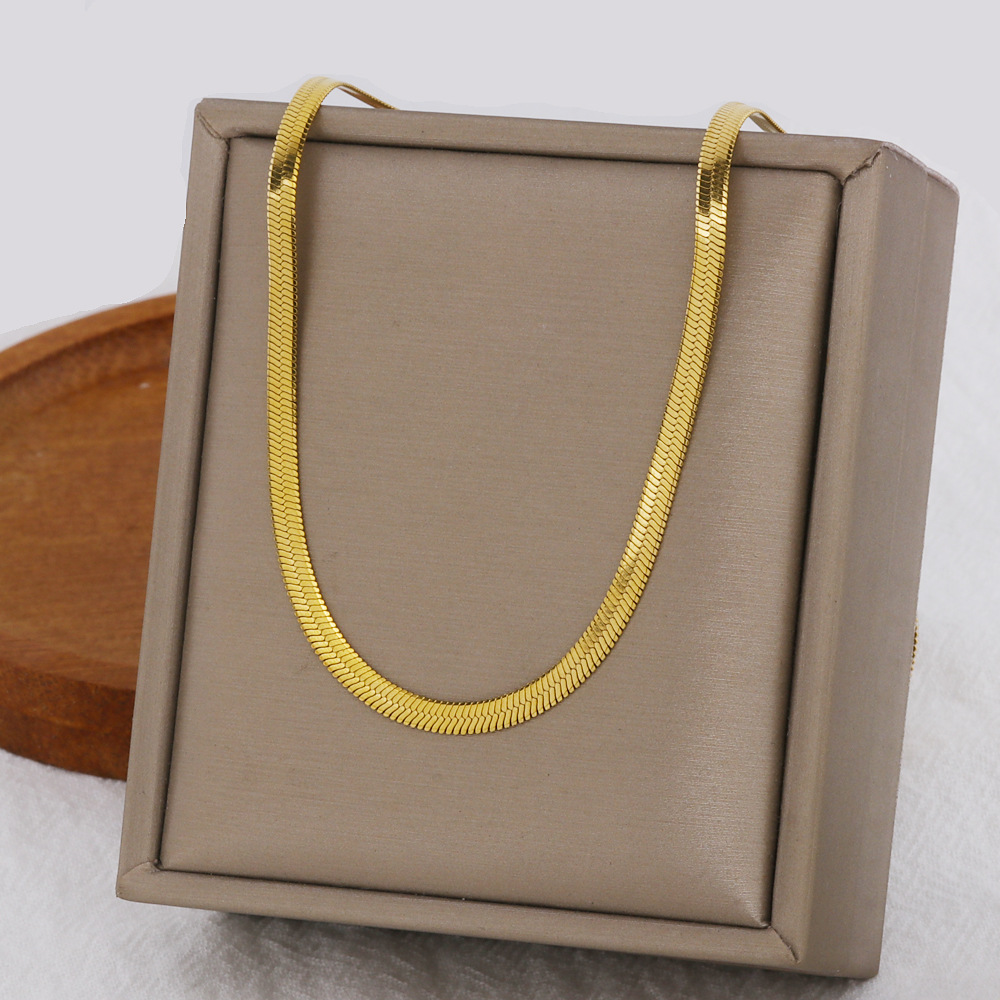 Simple and Personalized Spicy Girl Versatile Titanium Steel Necklace Women's Instagram Snake Blade Lock Bone Chain Set_voghion.com
