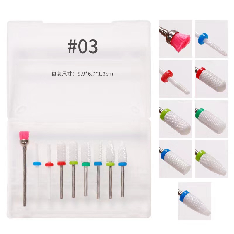 Transfronteriza suministro directo de uñas de diamante cerámica pulizante conjunto de cepillo limpio y desmontación de uñas de uñas pulizante conjunto de uñas