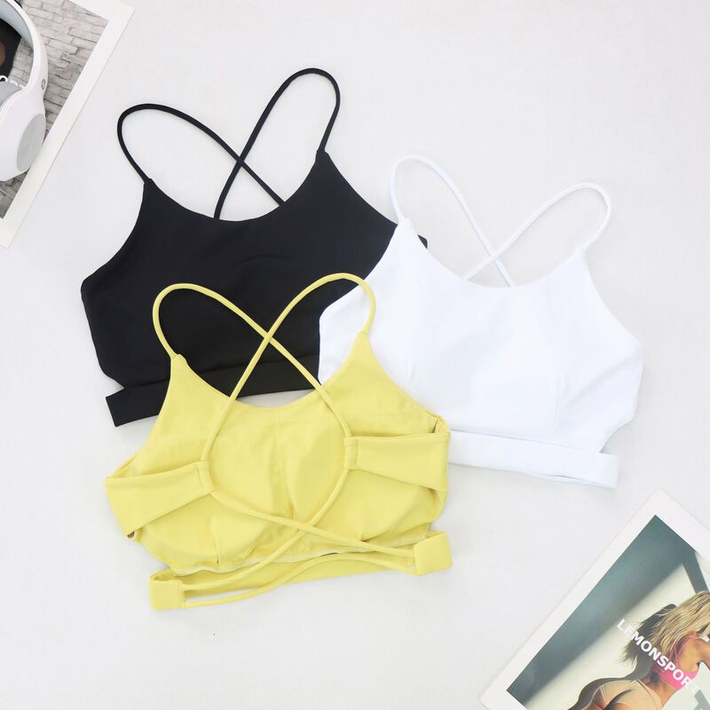 Lulu Sports Beauty Back Thin Belt Underwear Yoga Chest Large Pilates Outer Wear Vacation Comfortable Gather Fitness Bra
