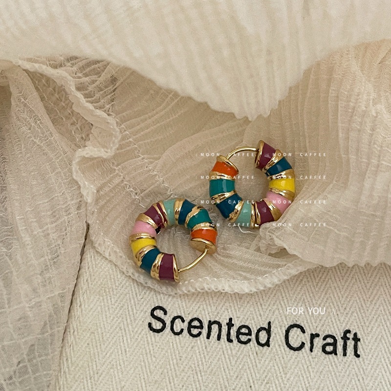 Fashion Geometric Copper Enamel Earrings 1 Pair