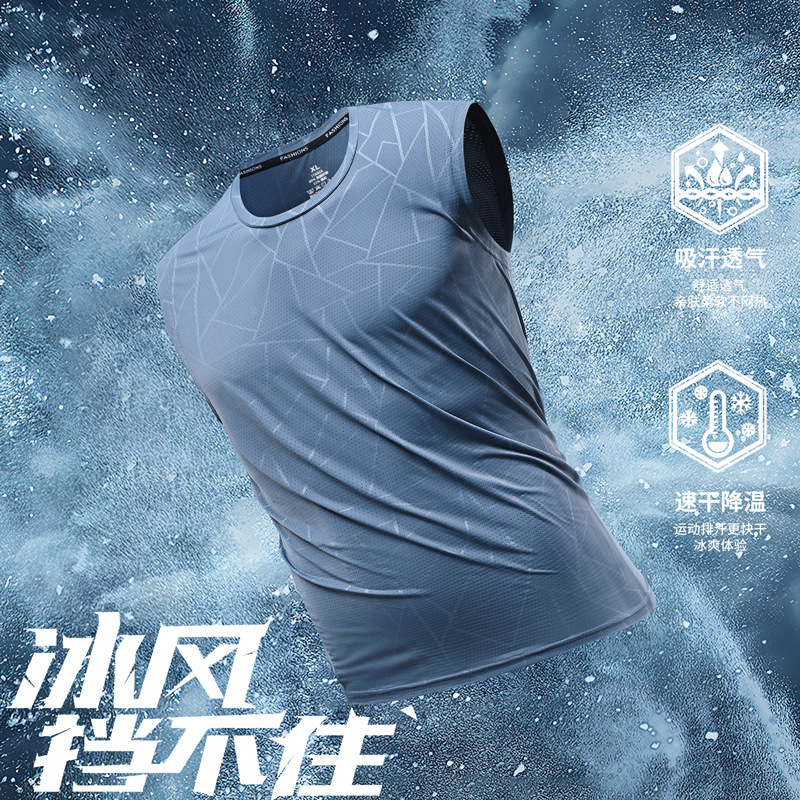 Verano nueva camiseta de hielo secado rápido chaleco de manga corta delgada suelta gran camiseta casual de media manga fabricantes al por mayor