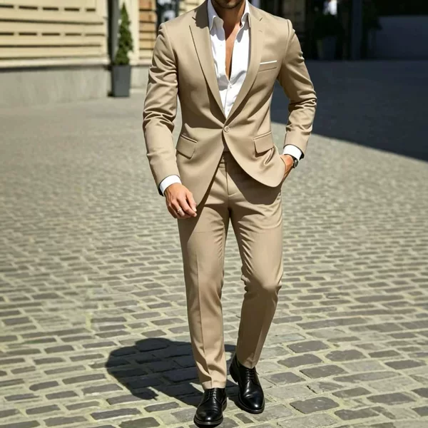 Men's Two-Piece Business Suit Set, Slim Fit Formal Wear for Groomsmen and Grooms, Wedding Attire