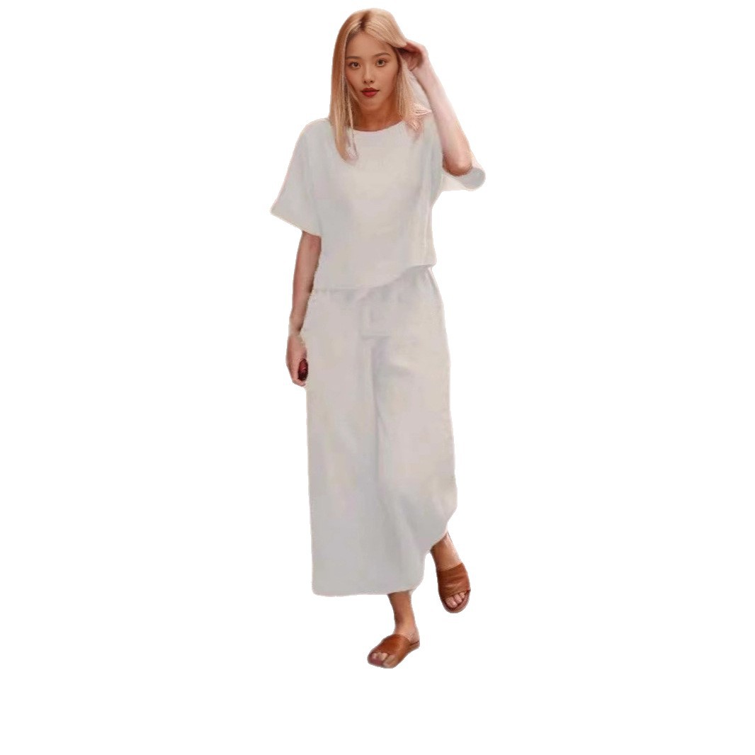 Plus Size Women's Solid Color Short Sleeve Set Loose European American Style Two Piece Women's Clothing Fashion_ecoleips.com