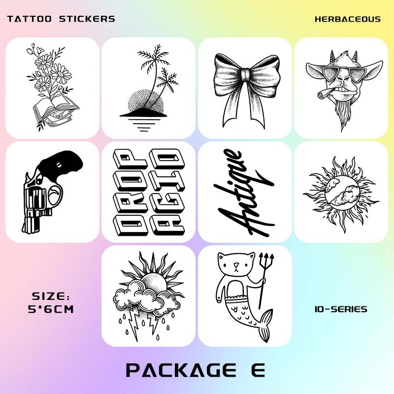 Trendy Pattern All-In-One Herbal Juice Tattoo Stickers Non-Reflective Men and Women Shoulder Small Picture Waterproof Artificial Tattoo Long-Lasting Hand Back Trendy Pattern All-In-One Herbal Juice Tattoo Stickers Non-Reflective Men and Women Shoulder Small Picture Waterproof Artificial Tattoo Long-Lasting Hand Back