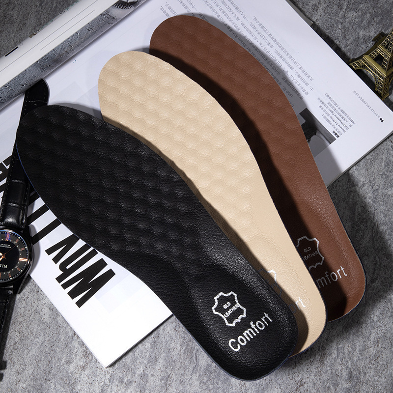Insolelas deportivas de cuero para hombres absorben sudor antibacteriano desodorante amortiguador de sudor transpirable baloncesto amortiguación insolelas de cuero de vaca