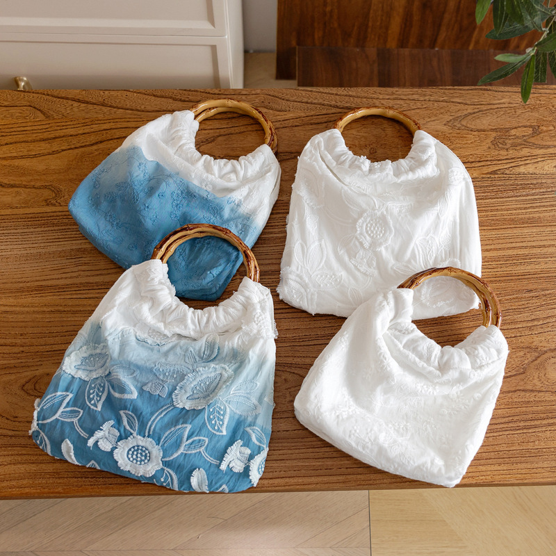 Special Offer New Chinese Style Embroidered Handbag Elegant Bamboo Bag Phone Bag Fashionable Versatile Handbag Popular Women's Bag