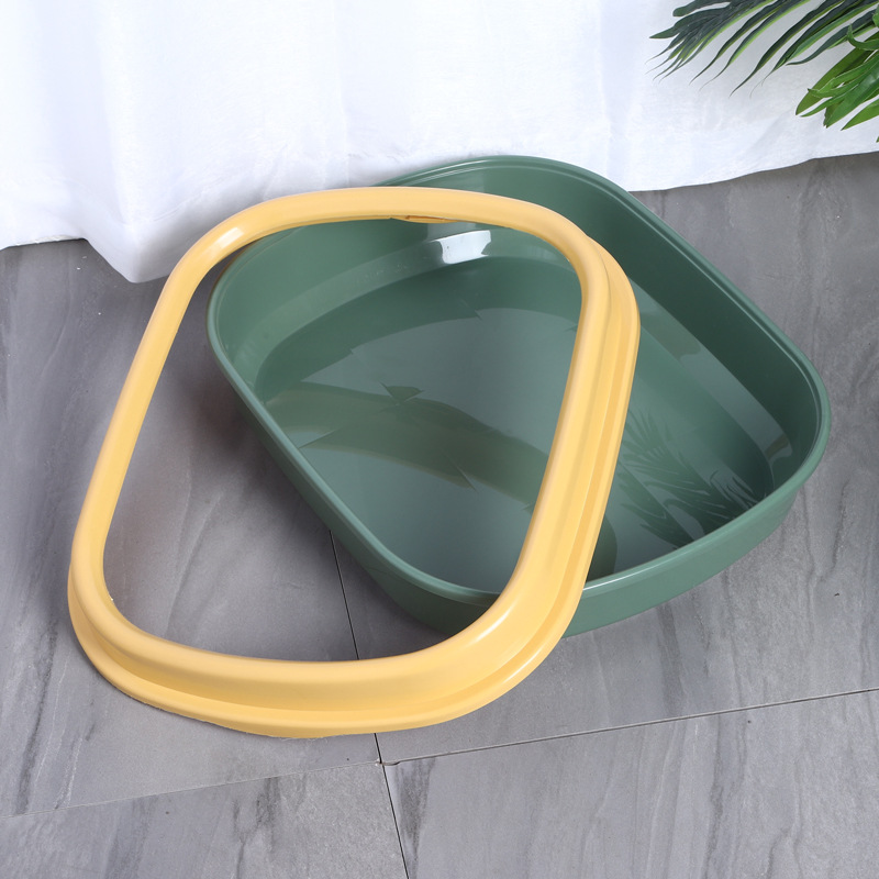 新款批发高边带猫砂铲防飞溅半封闭貓砂盆可拆卸猫厕所宠物猫砂盆
