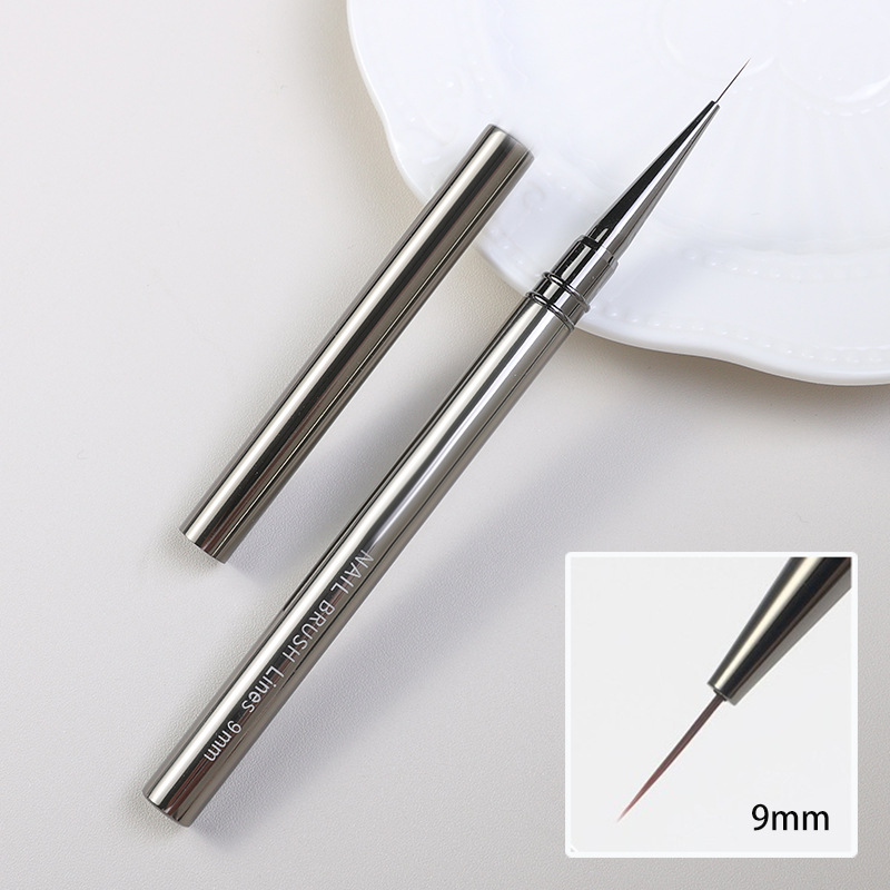 Cross-border uñas de metal dibujo pluma pintura de La Flor pintura floreciente pluma esbelta arte de uñas pluma pistola de cobre negro tubo de aluminio cepillo