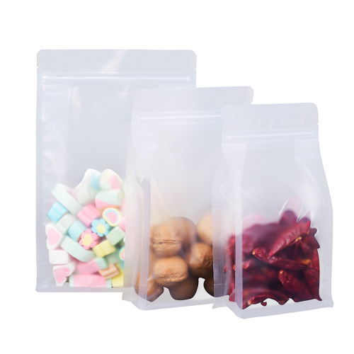 Portable sanding octagonal sealed bag, zero food self-sealing bag, self-standing bag, dry goods nuts plastic sealed bag, wholesale
