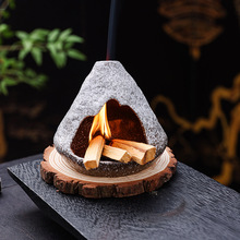 陶瓷圣木炉托盘鼠尾草燃烧熏香器小壁炉桌面氛围摆件香薰炉扩香器