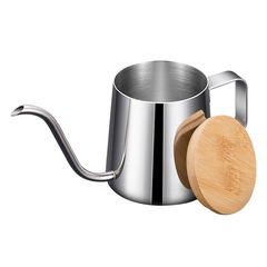 304 Stainless Steel Coffee Dripper with Bamboo Lid Single Layer 350ML Teflon Natural Color 9.5% Discount 