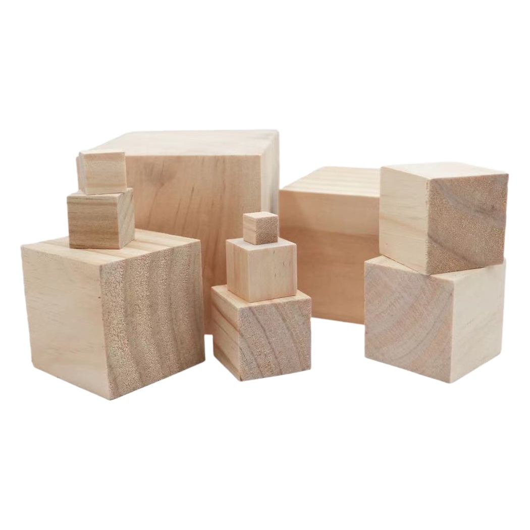 Various Cubic Wood Block Cube Small Wood Block Solid Wood Building Blocks Pine Children's Toy diy Model