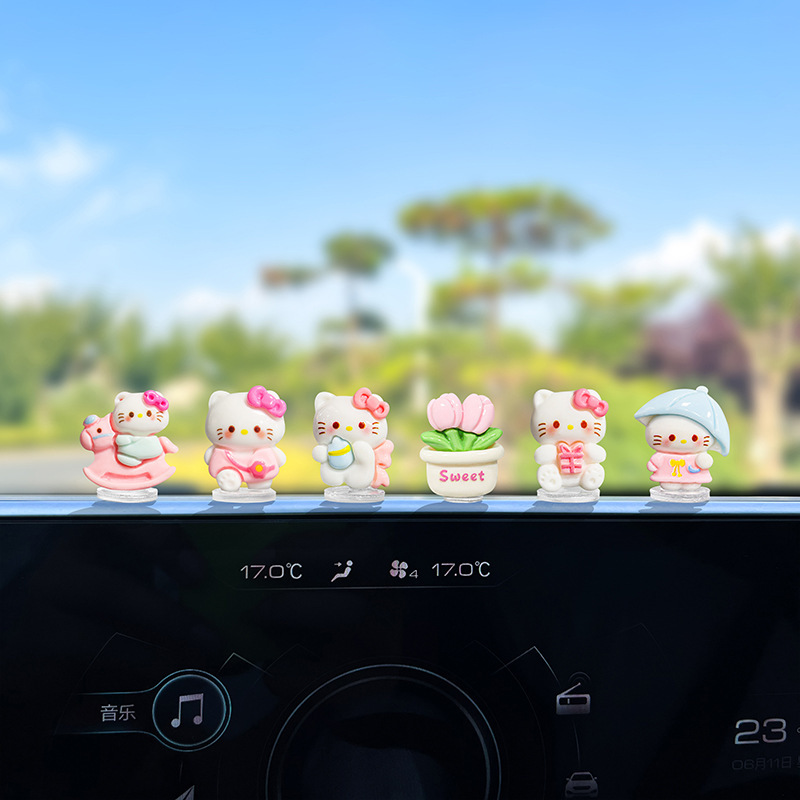 かわいい漫画 KT 猫車の装飾品車の装飾品女の子電気自動車ナビゲーション表示画面の装飾|undefined