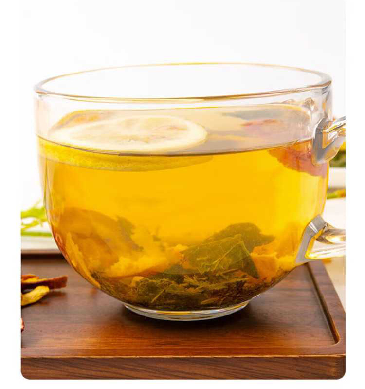 Lemon Hawthorn Lotus Leaf Tea Bag Blend Ning Meng Shan Zha He Ye Cha 100g Cold Brewed Herbal Tea in use