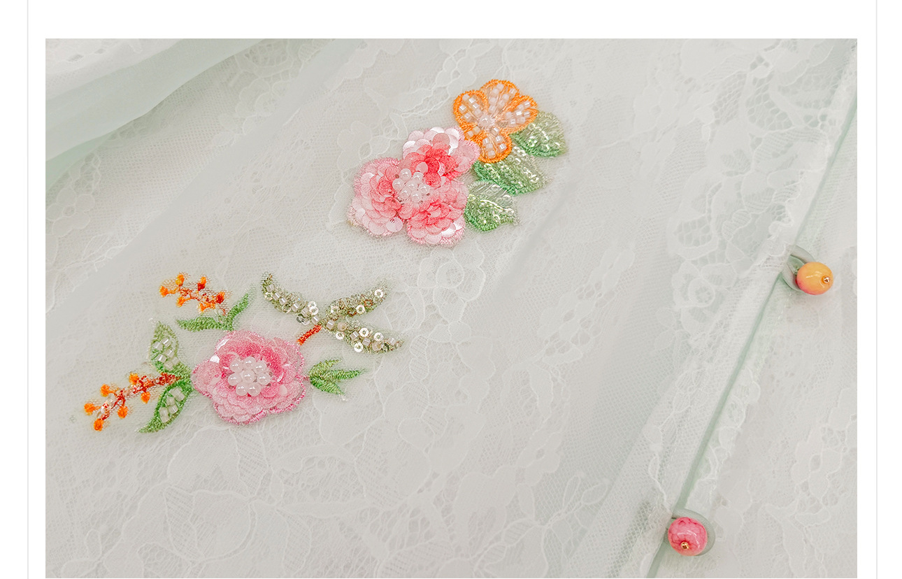 Bộ áo khoác và chân váy thêu hoa tơ tằm cao cấp phong cách Tân Trung Hoa — bộ đồ, nửa váy, áo khoác chi tiết 18