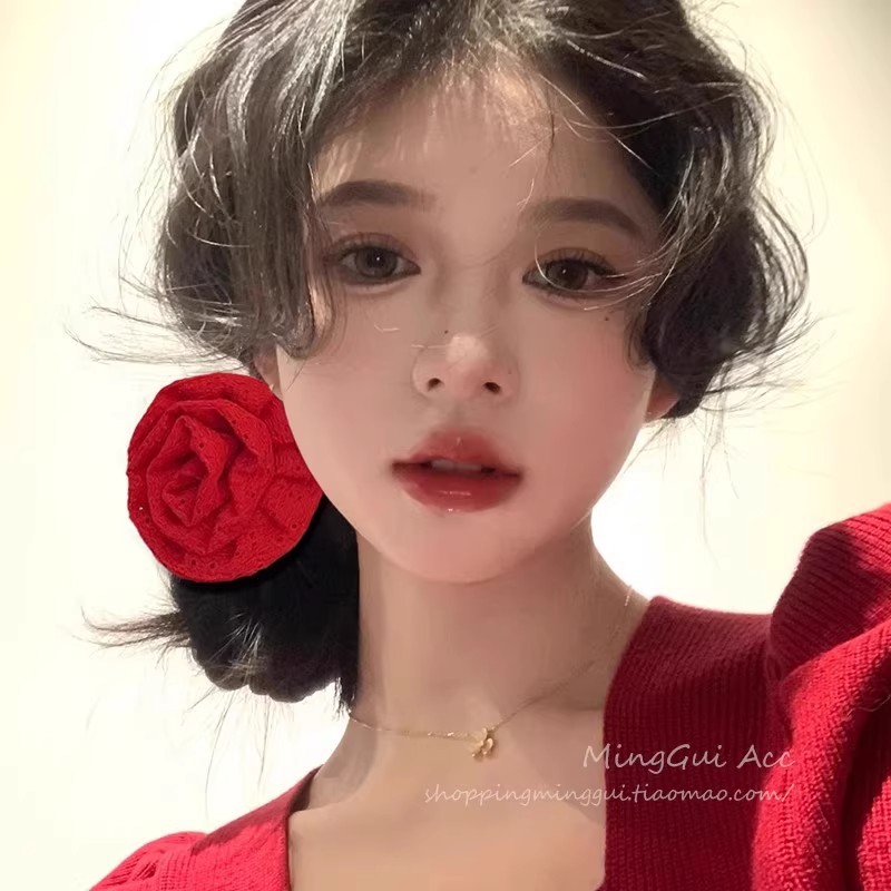 Temperamento flores clips de cabello femenino sensación de vacaciones en el mar detrás de la cabeza de alto nivel sensación de agarre clips de tiburón medio atado clips de cabeza