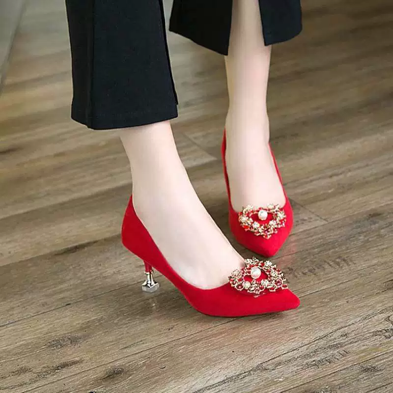 Туфли для подружек невесты 2025, новые китайские свадебные туфли на высоком каблуке-шпильке, бежевые, красные, синие свадебные туфли