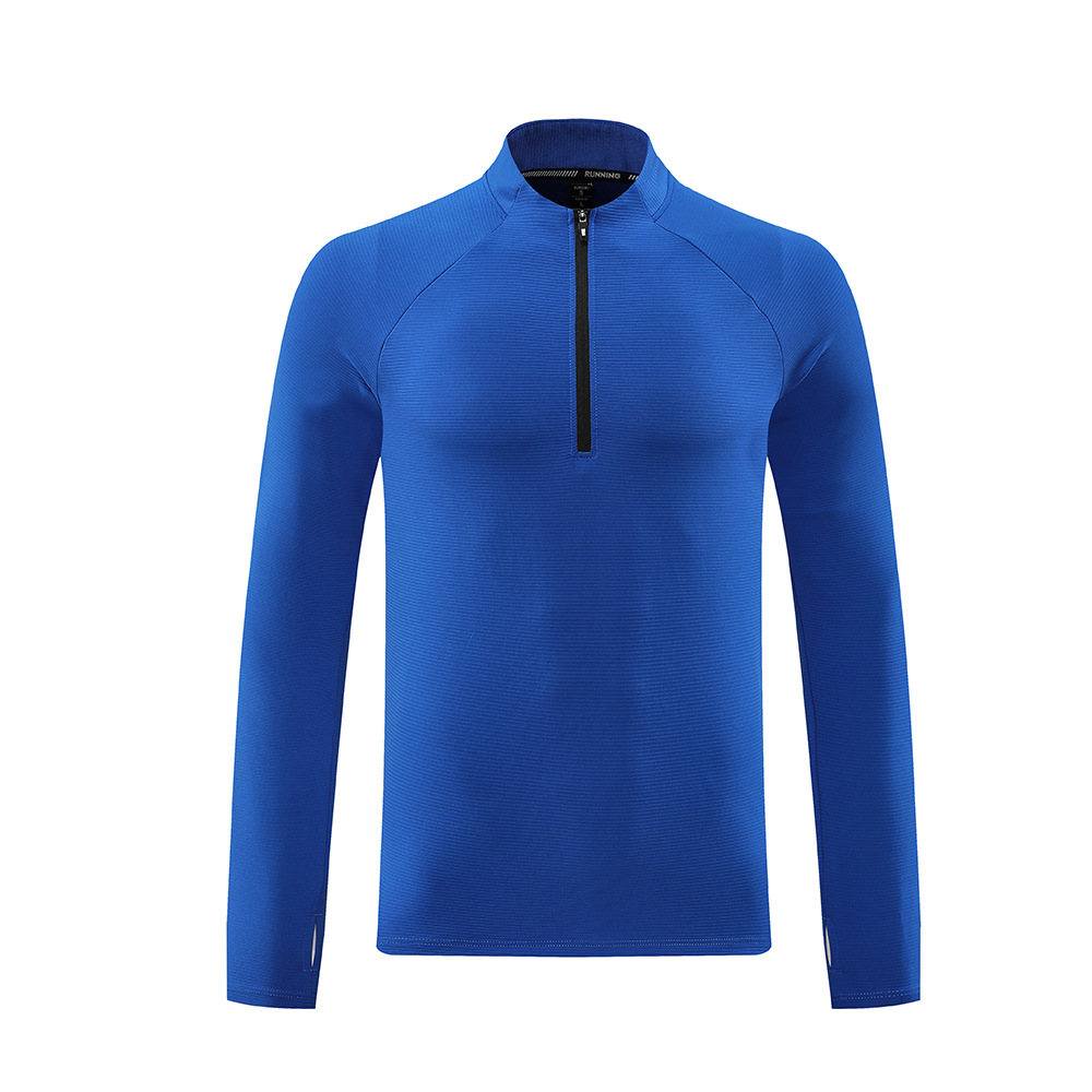 Otoño y invierno deportes medio cremallera rápida secado de manga larga camiseta de cuello masculino ropa de ejercicio casual tenis biking ropa de carrera