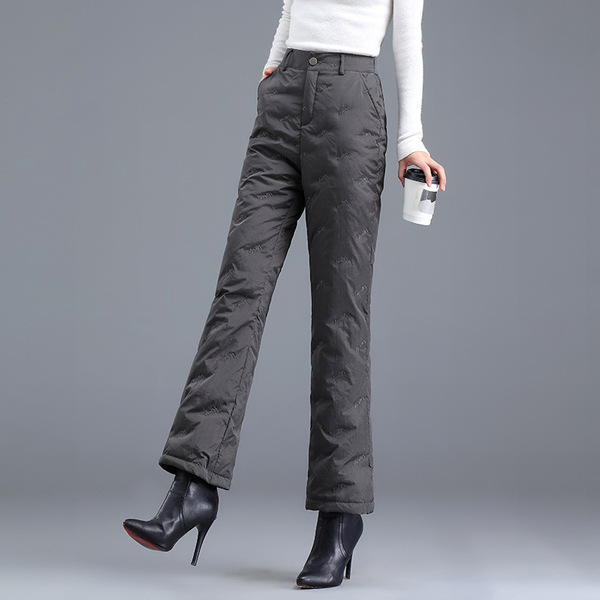 Women's Down Pants Women's Outer Wear Fashionable Slim-Fit Flare Pants Women's High Waist Slimming Pants Micro-Thickened Warm Cotton Pants