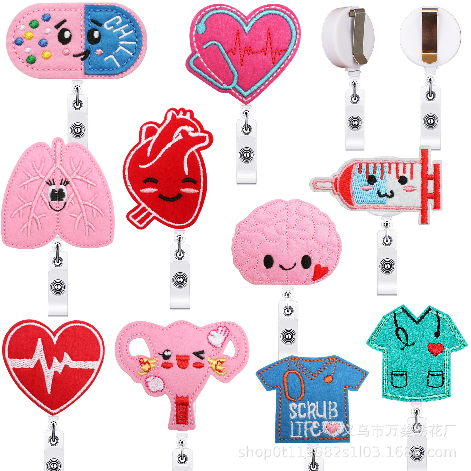 Enfermera Insignia fácil tirar hebilla bordado pegatinas de tela jeringa de dibujos animados parche pegatinas bolas de medicina equipo bordado etiqueta planchado