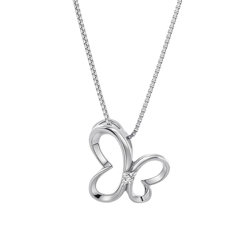 Nuevos accesorios transfronterizos S925 plata esterlina con diamantes collar de mariposa hueco moda femenina simple insecto animal colgante