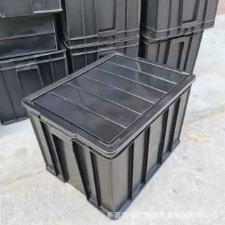 480*360*325mm防静电箱塑胶箱子防静电周转箱黑色ESD电子物料胶筐