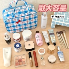 韩系高颜值三层化妆包少女心百搭手提洗漱包大容量便携旅行收纳包