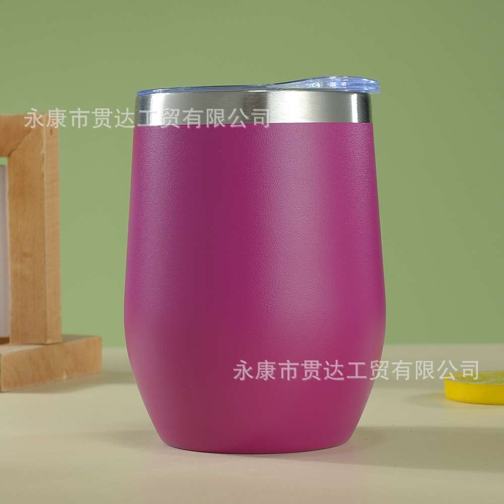 Comercio exterior transfronterizo exclusivamente para taza de cáscara de huevo de 12oz taza de agua de acero inoxidable 304 preservación al vacío de doble capa en forma de U vino tinto taza de huevo