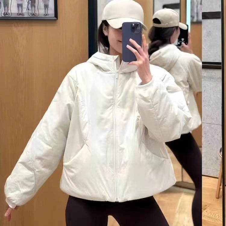 lulu运动棉服短款户外防水超柔轻量棉衣连帽保暖棉袄外套平替秋冬|undefined