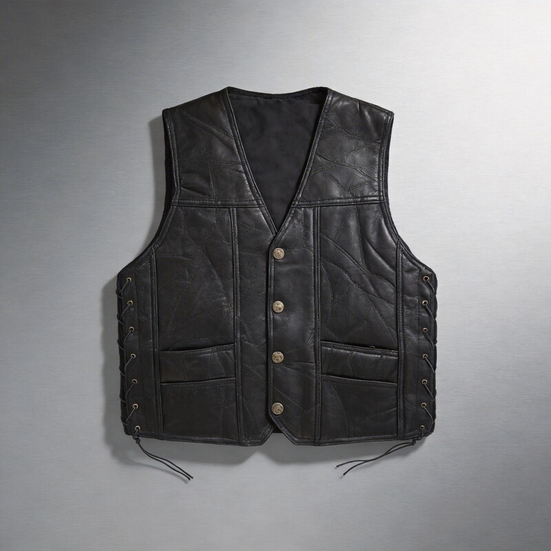 European and American Harley Genuine Leather Motorcycle Vest for Men, Biker Riding Vest