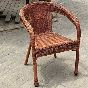 Balcony Leisure Chair Rattan Chair Stool Backrest Armrest Household 80-Year-Old Chair Courtyard Factory Hand-Woven Chair