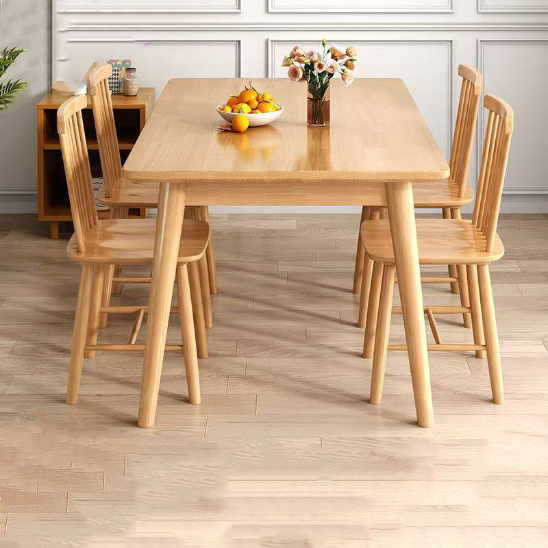 Mesa de comedor de madera sólida pequeña casa de tronco combinación de mesa de comedor simple mesa de restaurante rectangular al por mayor