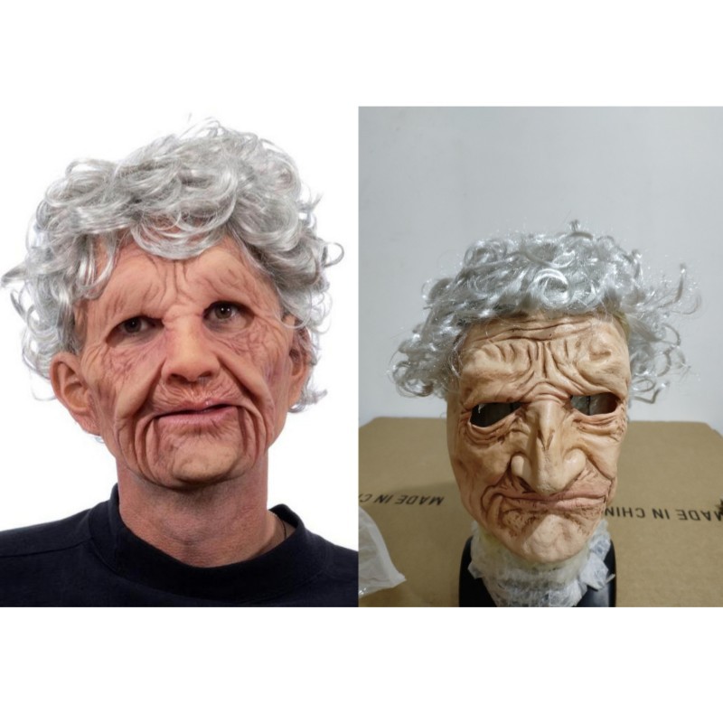 Estación independiente de Halloween nueva Máscara vieja abuela tocado vestir apoyos látex Calvo sombrerería transfronteriza