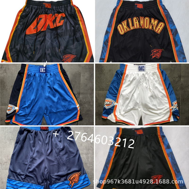 Thunder Justdon Shorts Oklahoma City Thunder Shorts Retro American Basketball Pants