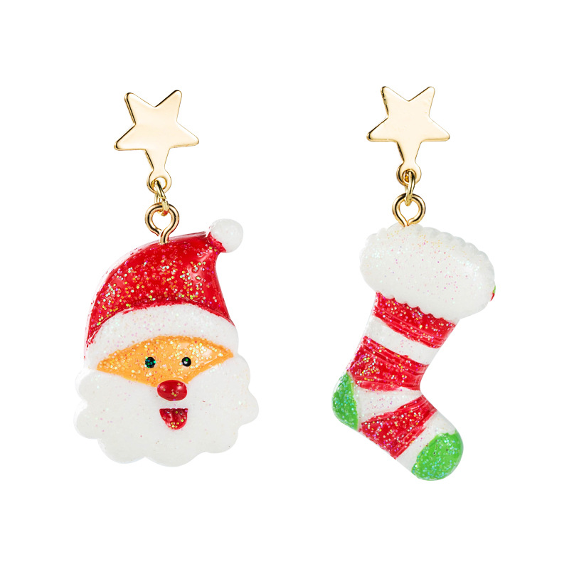 Christmas Series New Alloy Resin Bear Gift Box Earrings Wholesale Nihaojewelry display picture 8