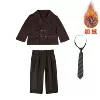 Fleece brown set, jacket, colored trousers, tie, 3 piece set