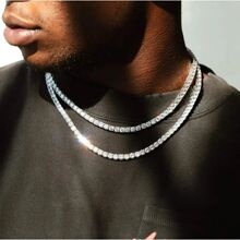 New Classical 4MM Tennis Chain Iced Out Bracelet Necklace Me