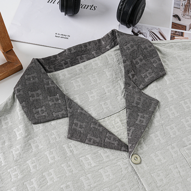 Pijama de hombre primavera y otoño pantalones de manga larga nubes de algodón jacquard de alta calidad ropa de casa para niños set de verano