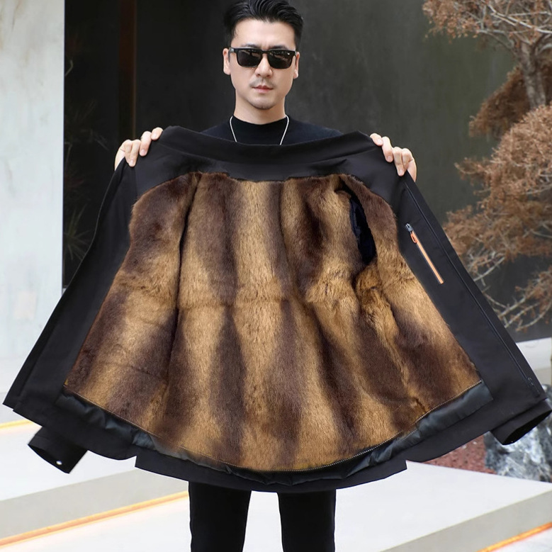 New Men's Fur Parka Winter Mink Fur Lining Thickened Warm Business Casual Coat Jacket Fashion New Men's Fur Parka Winter Mink Fur Lining Thickened Warm Business Casual Coat Jacket Fashion