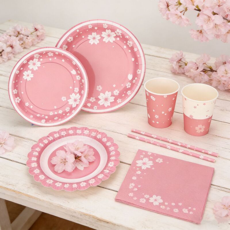 Lanweier Sakura Set Series Plate Party Set Disposable Dinner Party Dinner Set