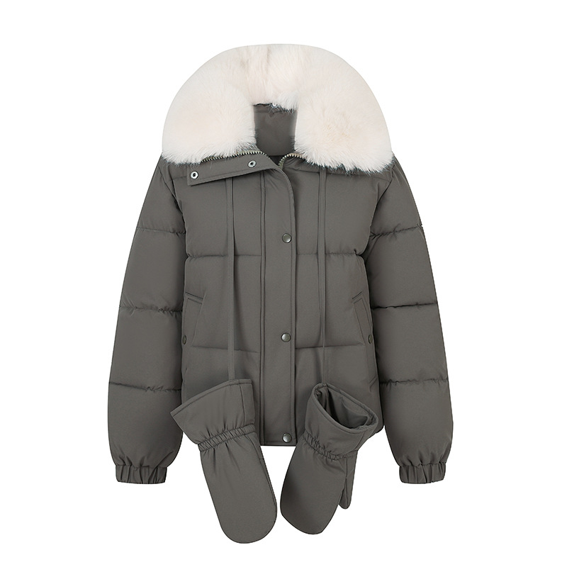 2025 comercio exterior nuevo estilo coreano guantes cortos sueltos ropa de algodón mujer cálida con capuchón grueso chaqueta de algodón