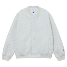 美式重磅灰色卫衣外套男潮牌春秋新款oversize宽松棒球领学生开衫