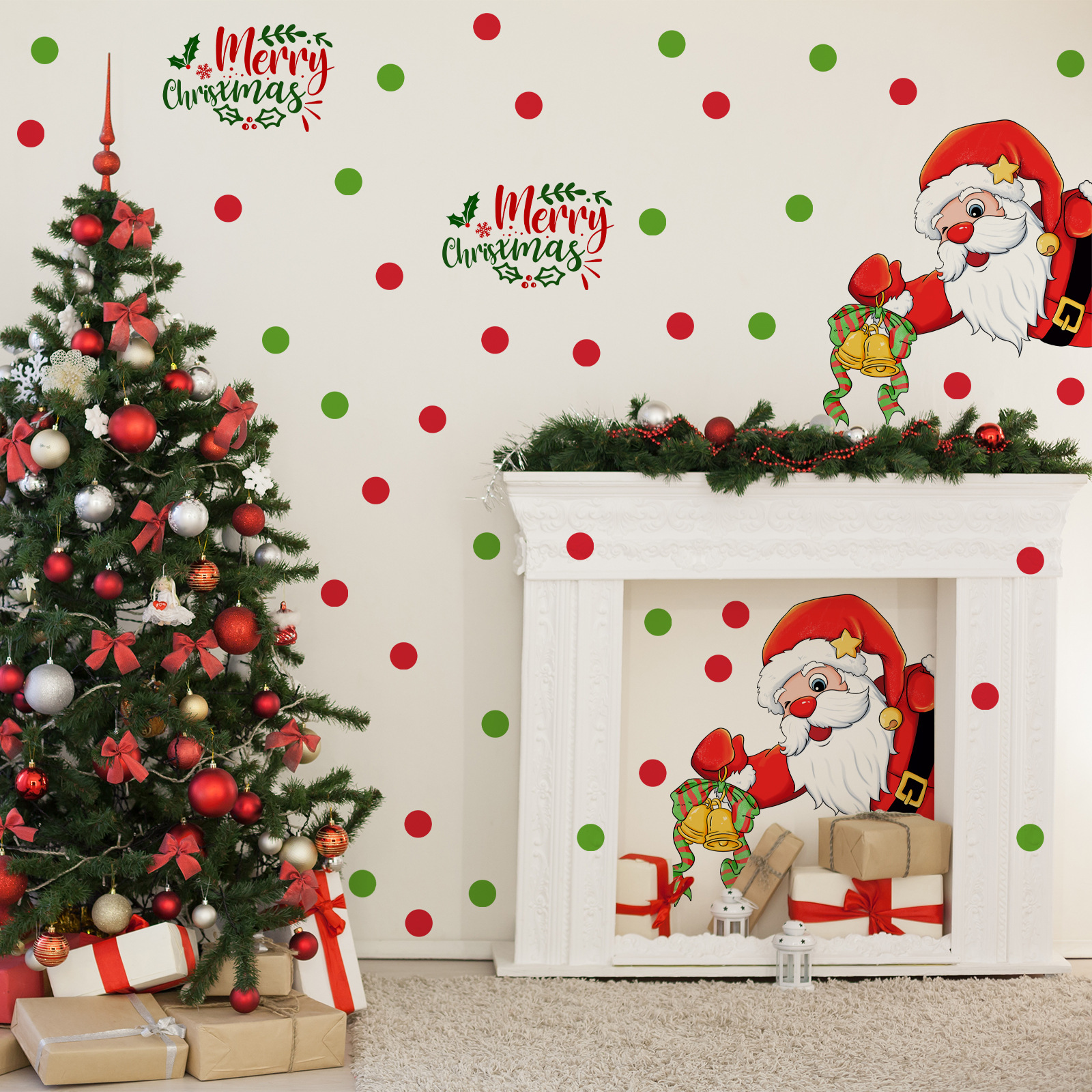 Weihnachtsmann Wandaufkleber Mit Geschenkbox Für Die Wand_voghion.com