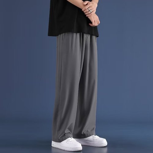 Relaxed casual pants for men, Korean style, trendy and versatile pants, summer thin model, falling sense wide-leg floor-length pants, stylish