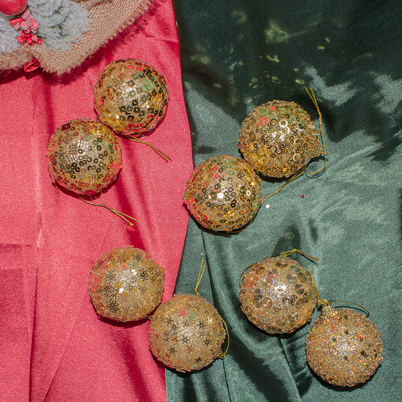 En stock decoraciones de Navidad 6cm de oro de espuma de copo de nieve de Navidad Bola 8 piezas en caja de árbol de Navidad bola colgante al por mayor