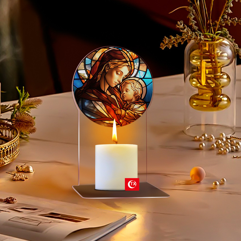 TX Acrylic Mother's Day Blessing Candle Holder Cross-border Children Bathing and Baptism Desktop Candle Ornaments