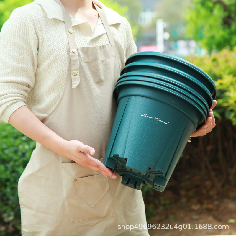 Qingshan Pot Extra Large Thickeneded Breathable Root-Control Plastic Flower Pot Extra Large Diameter 7 Gallon Breathable Rose Green Plant Pot