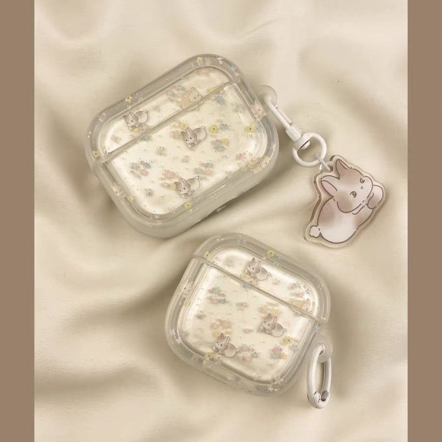 Conejo de flores crumbles para airpods 4 generación de cubierta de auriculares airpodspro 2 generación 3 generación de cubierta Bluetooth