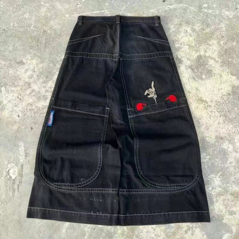 European and American Y2K Loose Jeans Jnco Hip Hop Rock Embroidered Street Retro Harajuku High Waist Wide Leg Jeans