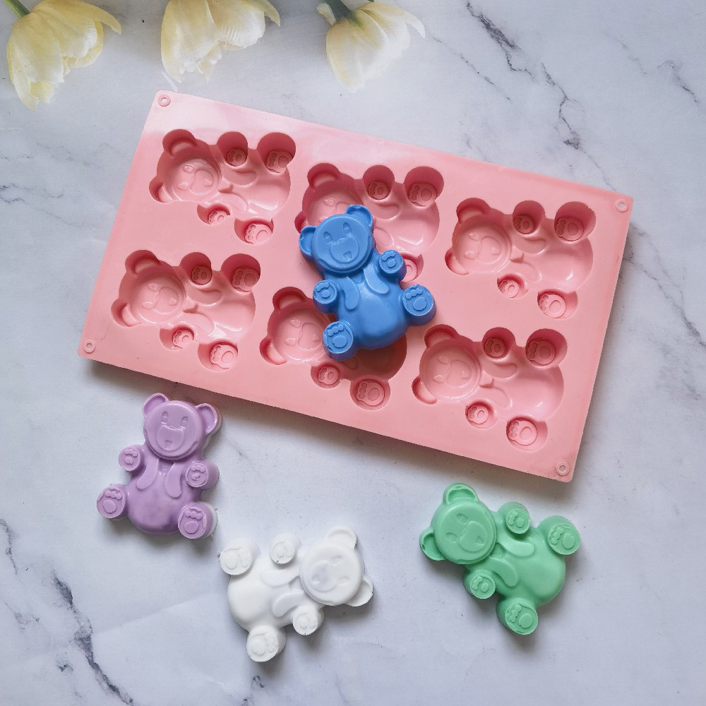 6 Big Bear 141 molde de silicona pastel helado pudín molde de postre jabón utensilios